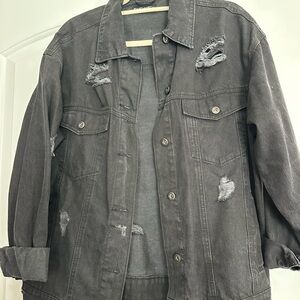 Distressed black Denim Jacket